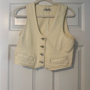 Rollas Cream Denim Vest
